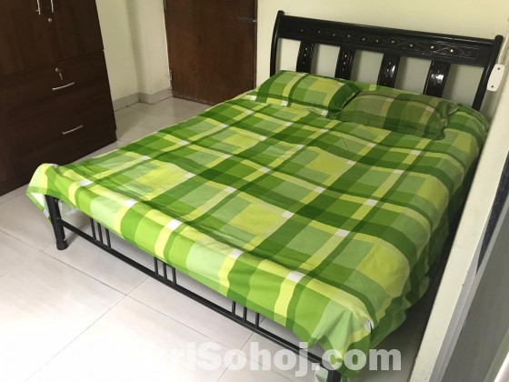 Rod iron with wooden design double bed